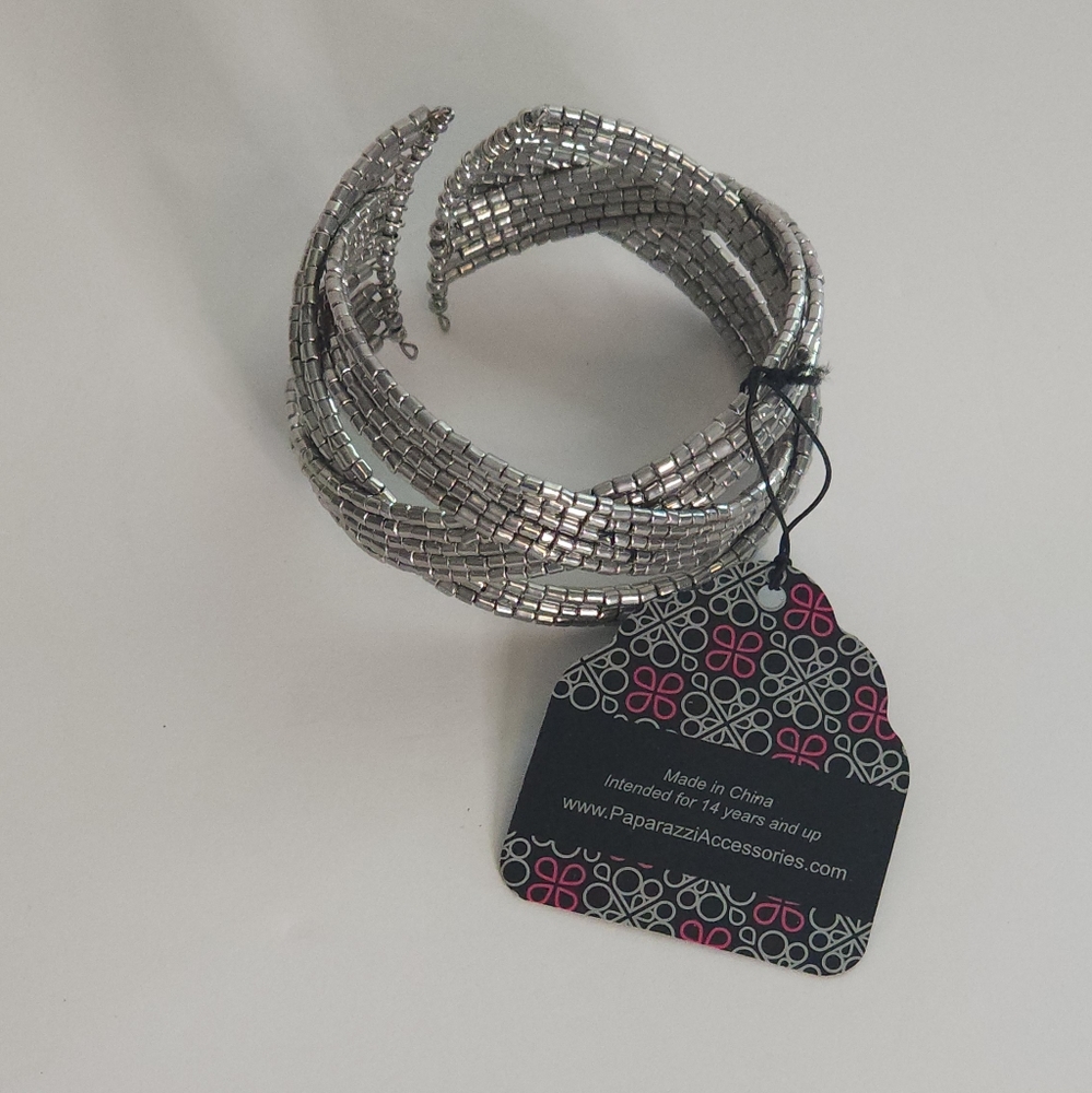 Paparazzi silver color slip on bracelet adjustable